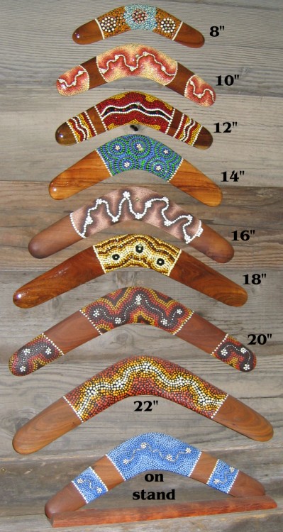 Dot art  boomerangs made of Australian hardwood