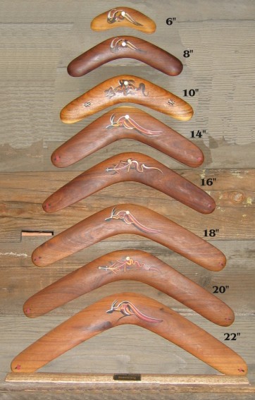 Traditional boomerangs made of Australian hardwood