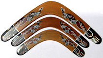 Light returning boomerangs \ hand painted plywood boomerangs