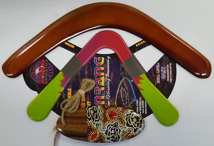 Boomerang gift set - two sports returning boomerangs and a Bullroarer