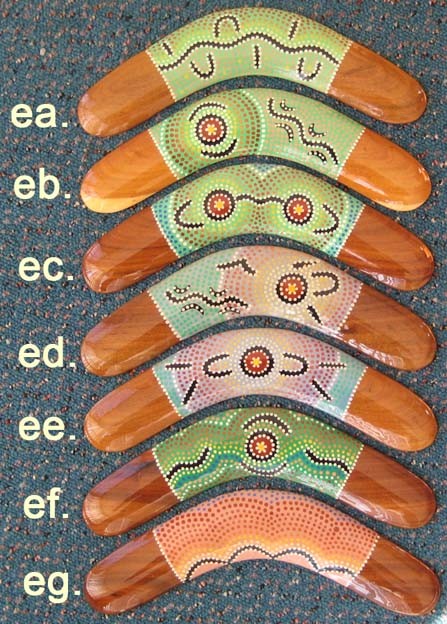 Contemporary dot art boomerangs by AJUMA