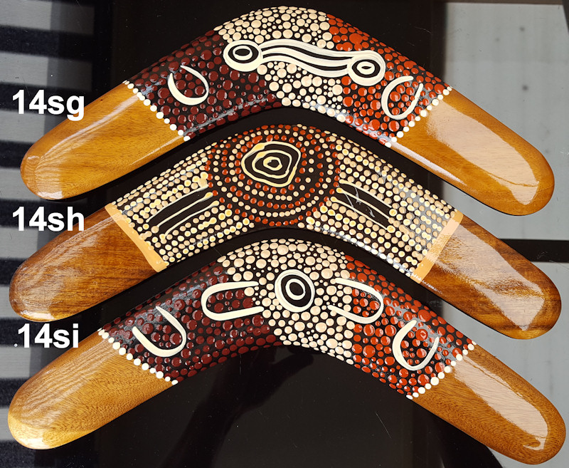 Wooden boomerangs | 14 inch | Aboriginal dot art