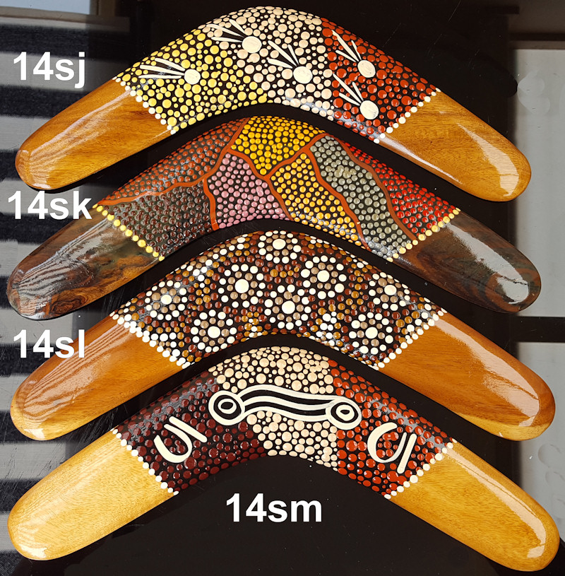 Aboriginal wooden boomerangs | 14 inch | Dot art
