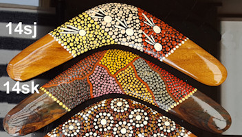 Dot painted boomerangs, 14in