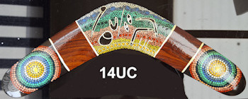 Fine dot art boomerangs, 14in