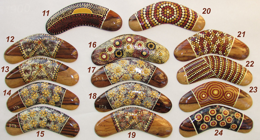Small collectable boomerangs, 6 inch, unique dot art