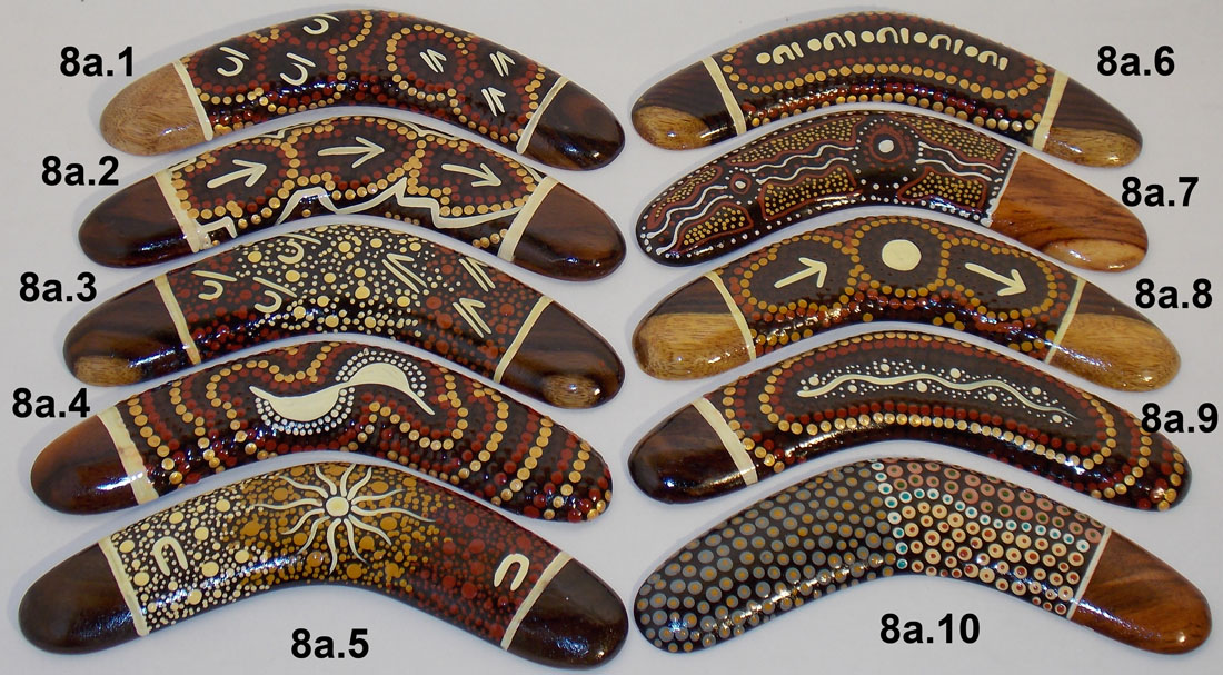 Traditional dot art small collectable boomerangs, 8 inch